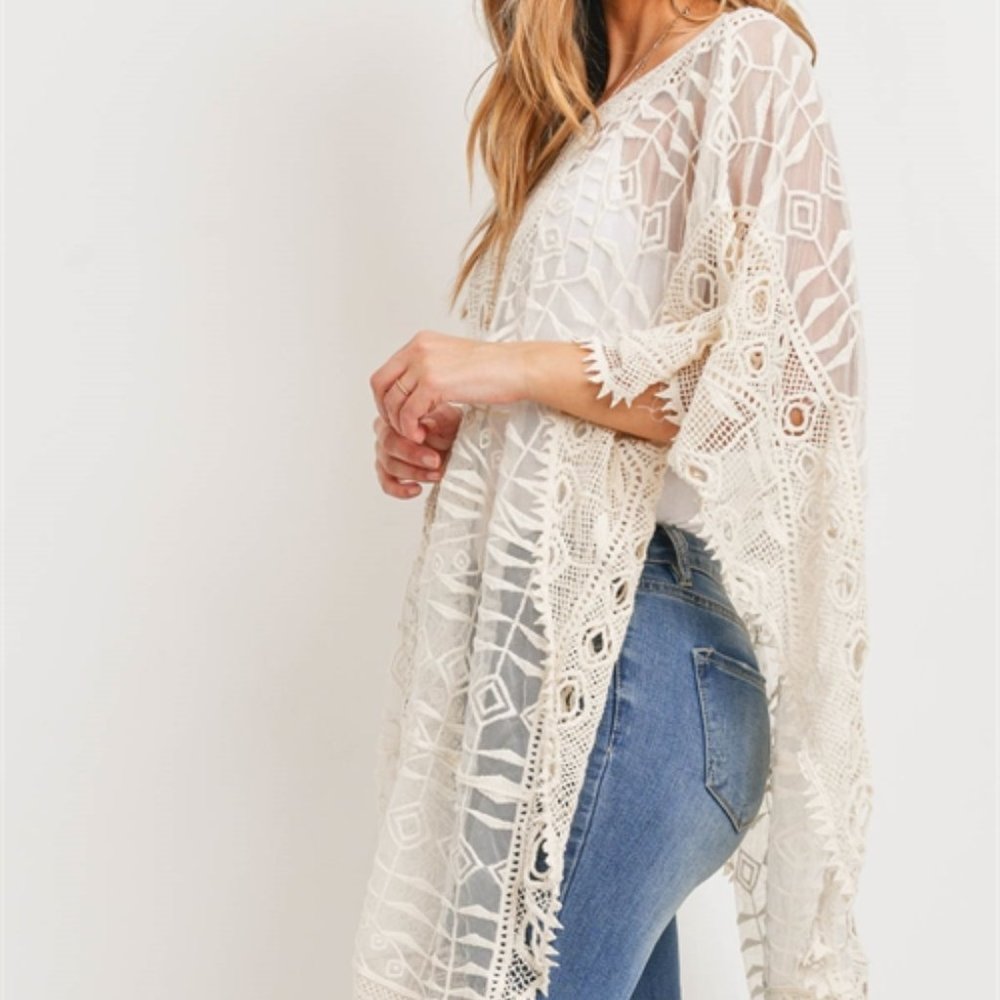 #62 Ivory Embroidered Poncho - Picture 6 of 11